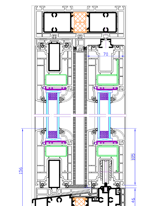 SCHÜCO LEVANT COULISSANT PVC CT 70 HS